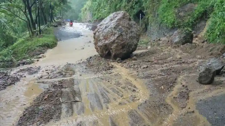 Foto - Arus Angkutan Barang dan Transportasi Bus di Jalur Trenggalek-Ponorogo Terputus karena Longsor