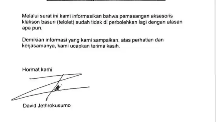 Foto - Ditjen Hubdat: Tidak Boleh Ada Klakson Telotet