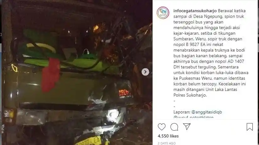 Berita - Geram, Sopir Truk Fuso Ini Tabrakkan Kendaraannya ke Badan Bus yang Kabur Usai Senggol Spion