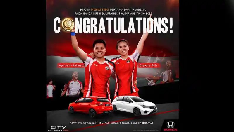 Berita - Honda Hadiahkan City Hatchback Pada Greysia Polii Dan Apriyani Rahayu