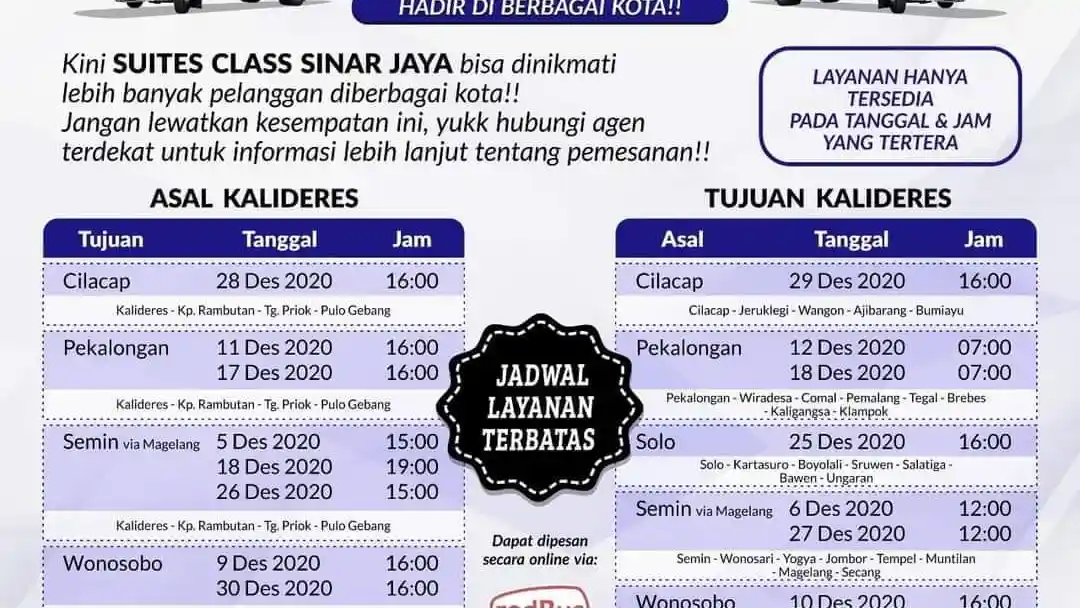 Foto - Catat Nih, Layanan Bus Suites Class PO Sinar Jaya Di Akhir Tahun