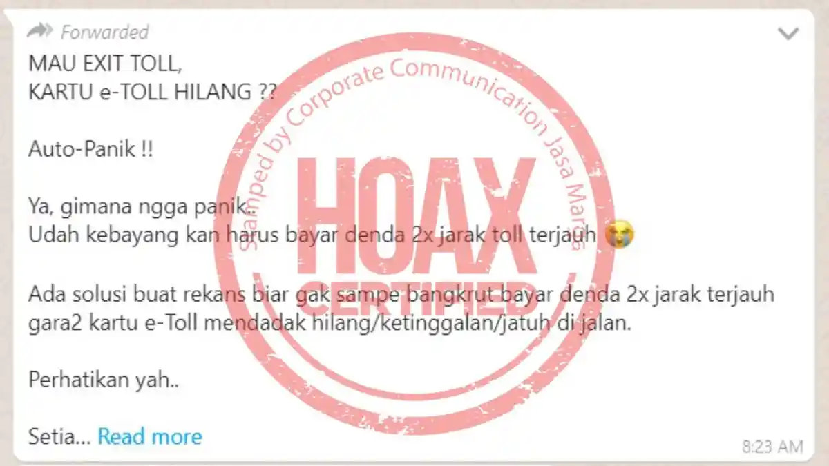 Foto - Kartu Tol Hilang Tetap Didenda 2x Jarak Terjauh 