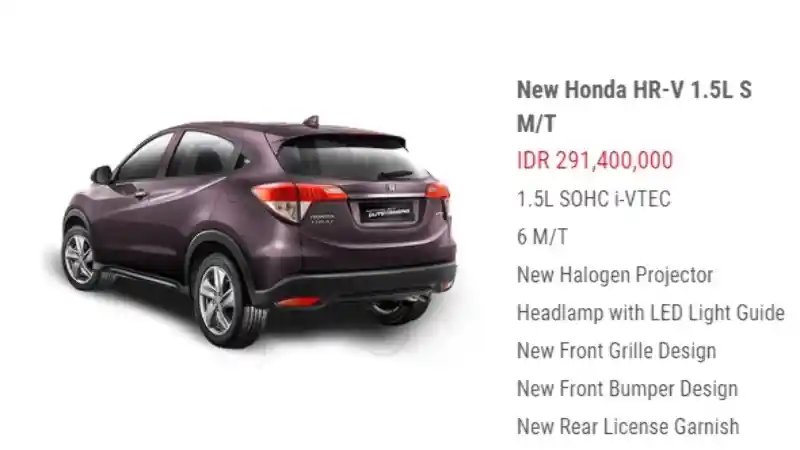Foto - Harga HR-V 1.5 Tak Akan Ada RP 200 Jutaan Lagi