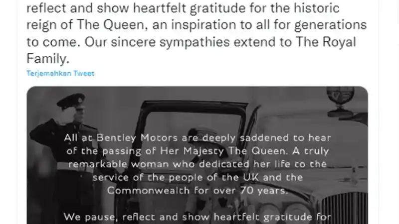 Foto - Ratu Elizabeth II Meninggal, Para Produsen Mobil Inggris Ucapkan Bela Sungkawa 