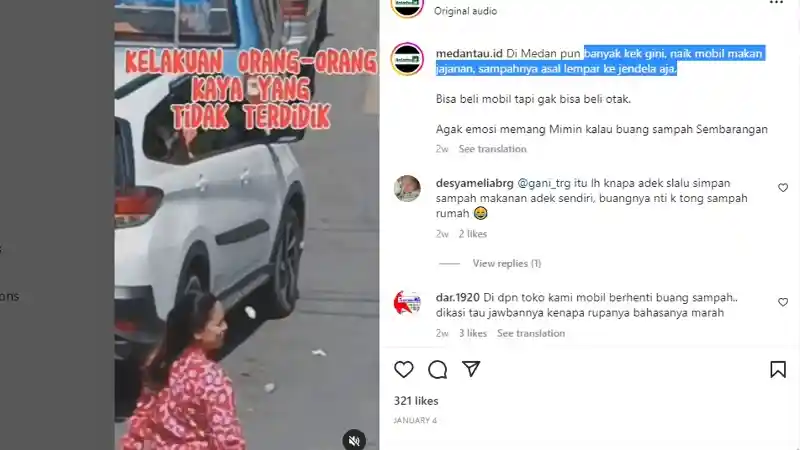 Foto - Membuang Sampah dari Dalam Mobil Bisa Kena Denda Rp 500 Ribu Hingga Rp 25 Juta